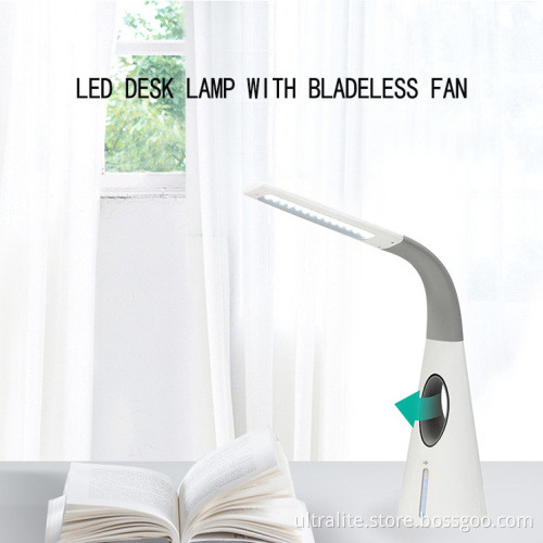 New Product Led Table Lamp Office Lighting With Bladeless Fan Sensor Touch And 2 Usb Ports